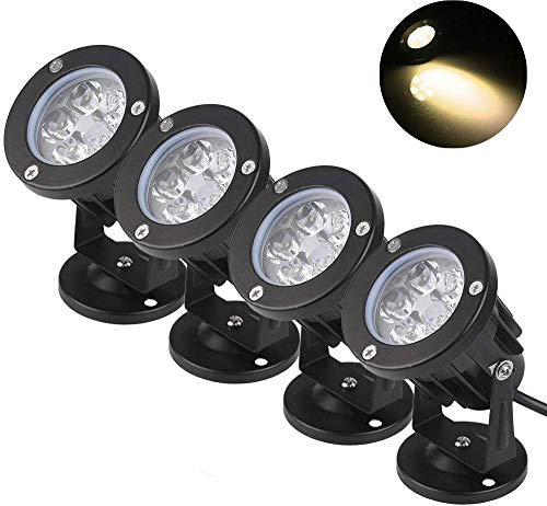 BLOOMWIN 4PCS Éclairage Extérieur avec Base 5W 220V IP65 Étanche Orientable Projecteur Spot Led Lampe de Jardin Éclairage pour Chemins Plantes Balcon Terrasse Hôtel Pelouse LED Lumière Blanc Chaud