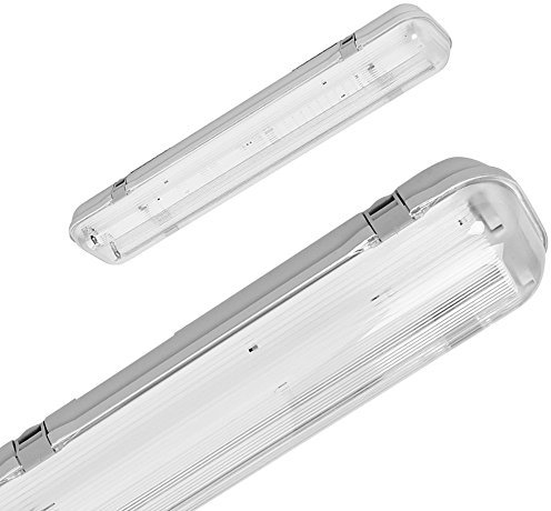 pureled SET LED Feuchtraumleuchte Wannenleuchte IP65 mit 2X T8 LED 9W neutralweiß 4500K G13 60cm Bürolampe