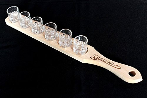 DanDiBo Schnapslatte Holz mit 6 Gläser Schnapsbrett Leiste Schnapsrunde mit Gravur