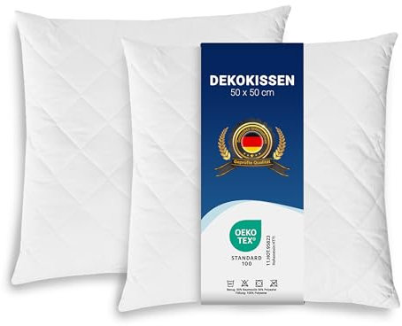 ZOLLNER 2er Set Kissen - Made in Europe – Polyesterfüllung - Bezug aus Mischgewebe - waschbar bis 95°C - 50x50 cm - Hotelqualität - Oeko Tex® Zertifiziert