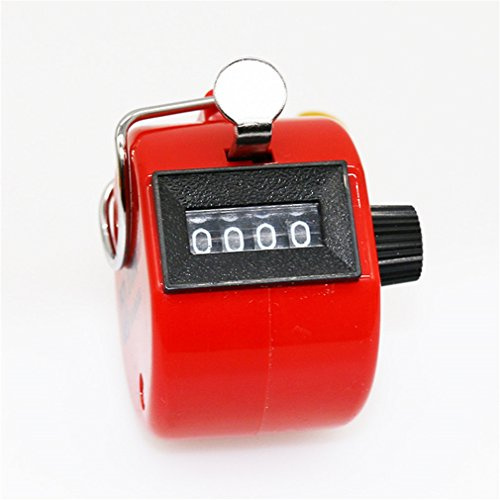 Accmart Manuelle Tally Counter 4 Digit Display Metall Mechanische Z?hler Rundenz?hler mit Fingerring Mechanische Palm Click Counter Rot f¨¹r Stadion, Casino und Spielst?nde von TheBigThumb