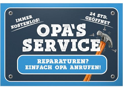 DankeDir! Opa’s Werkstatt Wanddeko Schild - Süßes Geschenk für Opa, Großvater oder Großeltern - Modernes Kunststoffschild 30 x 20 cm - Wand- und Türschild