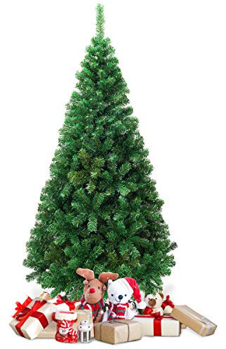 COSTWAY Albero di Natale 150/180/210/240 cm, Albero di Natale Artificiale e Folto con 350/650/950/1138 Rami e Base in Metallo, Albero di Natale Realistico per Casa, Ufficio e Negozio, Verde (180 cm)