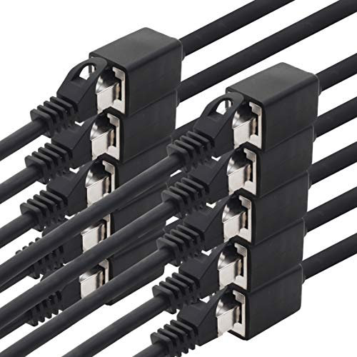 1aTTack.de 618326 Adattatore prolunga CAT7 Cat.7-3 metri - Cavo Ethernet Cavo di rete Lankabel 10 Gb/s cavo grezzo con (RJ45) Presa Cat6a 10 pezzi - nero