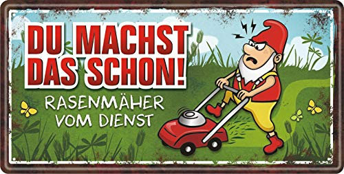 AV Andrea Verlag Großes Metallschild Blechschild - Du Machst das Schon - Türschild Schild mit lustigem Spruch Gartenschild Garten im Vintage Retro Look