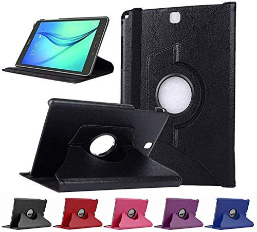 Munddy- Funda GIRATORIA 360º con Soporte para Samsung Galaxy Tab A 9.7 T550 T555 T554,rotable 360° (Negro)