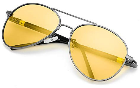 SODQW Nachtfahrbrille Gelbe Linse Anti-Glanz, Polarisiert Fahren Brillen, Nachtsichtbrille Autofahren mit UV400 Schutz