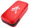 Ongoion Muay Thai Pad, rot/schwarzes PU-Leder-Kickbox-Pad mit Verschlussband und elastischem Armband, leichte, kompakte Größe für das Boxen, Karate-Training(rot)