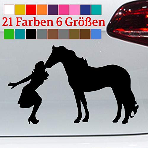 generisch Pferde Kuss Aufkleber Horselove Lieblings Pferd Pony Cowgirl Herz Kuss Sticker in 6 Größen und 21 Farben