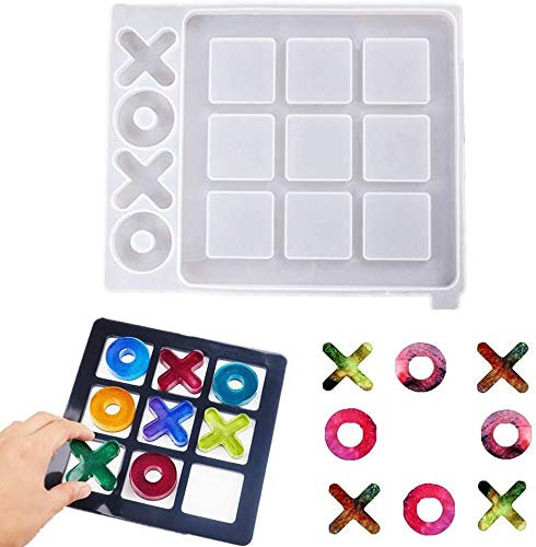 JOERRES XO Brettspiel-Silikonformen,Tic Tac Toe Harzformen,XO Board Harzformen Epoxidharz Gießform,XO Silikon Formen DIY Craft Für Für Tischdekoration Tabletop Brettspiel