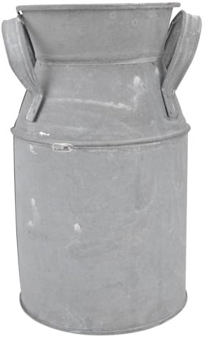YARNOW Rustic Vase French Style Country Primitive Jug Iron Milk Can Farmhouse Galvanized Vase Vintage Tin Bucket Metal Pitcher Flower Container Silver