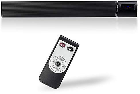 Devola Smart Electric Infrared Patio Heater 1200W Low Energy | Wall Mounted WiFi Enabled Efficient Radiant Heater with Remote Control | IP44 Rated | 24Hr Timer & Overheat Protection, Black (DVRH1200B)