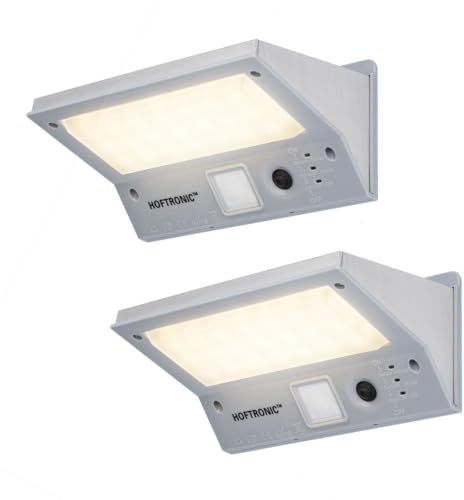 HOFTRONIC - Solarlampen für außen mit Bewegungsmelder 2 stücke 3 Modi 120° Solarleuchten Aussenleuchte mit Bewegungsmelder Solarleuchte mit Bewegungsmelder Wandleuchte Garten 4000K hellweiß