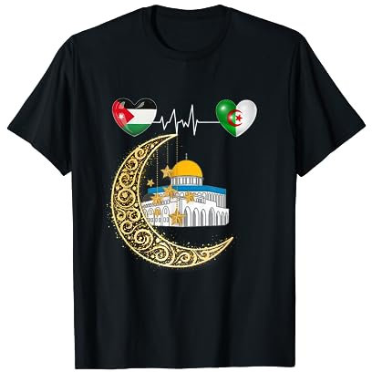 Drapeau carte Algérie Palestine Support Jérusalem Gaza T-Shirt