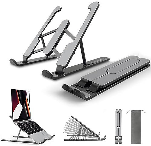 TOVARIN® Super Soporte Portatil Estable | 6° Ángulos Ajustables | Laptop Stand Antideslizante | Aleación de ABS+Aluminio | Elevador Portatil Plegable | COMPATIBILIDAD Universal 10-15.6”
