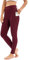 Reitleggings Damen Vollbesatz mit Handytasche, High Waist Reithose Damen Mädchen Stretch mit Gürtelschlaufen Rot S