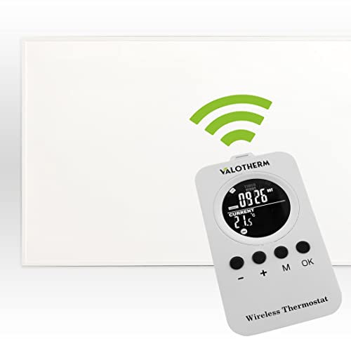 Valotherm Infrarotheizung 600 Watt inkl. Funk-Fernbedienungsthermostat zur Wandmontage | weiß | Überhitzungsschutz | Open Window Detection
