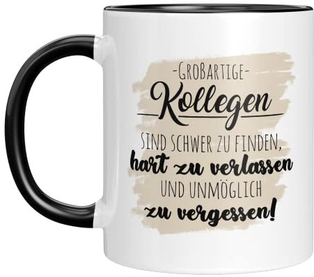 TassenTicker - Großartige Kollegen sind schwer zu finden - Abschiedsgeschenk - Jobwechsel - Kollegin - Kollege - Geschenk - Abschied - Arbeitskollegin - freundinnen (Schwarz), (TT6669)