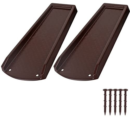 plusgutter Rain Gutter Downspout Splash Block, Gutter Downspout Extensions for Water Drainage, 24 Gutter Splash Guards Downspout Extender, Fixable Down spout Drain Trays with PE Nails(2 Pack, Brown)
