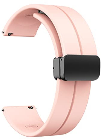 LYSMVIVI Bracelet de montre magnétique de 16 mm, 18 mm, 19 mm, 20 mm, 22 mm – Libération rapide – Bracelet de montre de sport en silicone souple doux pour la peau pour homme et femme avec fermoir