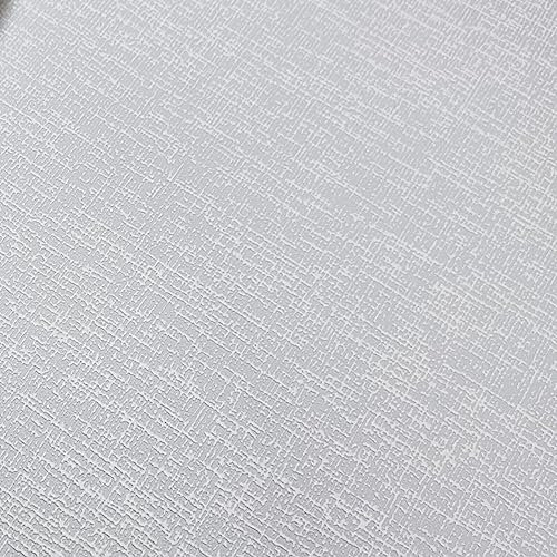 SOPHIE LAURENCE Plain Grey Textured Wallpaper - Heavy Duty Embossed Thick Linen Effect Free Match - Wallpaper for Bedroom Adults (Full Roll, Grey, White)