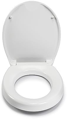 Croydex WL420022H Ramor Raised 5cm Toilet Seat with Anti-Bacterial, Everfast Fixings, White