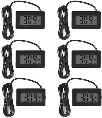 AITRIP 6x Digital LCD Thermometer Temperatur Monitor mit Externem Sensor für Kühlschrank Gefrierschrank Aquarium