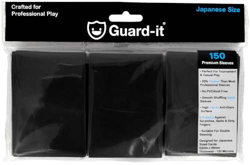 Guard-it - 150 Black Small Japanese Size Trading Card Sleeves - Premium Deck Protectors for Yu-Gi-Oh, Cardfight!! Vanguard & Photocards