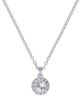 Ted Baker Soltell Solitaire Sparkle Crystal Necklace For Women (Silver Tone/Crystal)