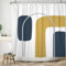 ASDCXZ Geometrie Duschvorhang 180x220 cm, Modern Boho Marineblau Gelb Grey Geometrie Muster Weiß Bad Waschbar Duschvorhänge Polyester Textil Wasserdicht Badevorhang für Badewanne mit 12 Haken