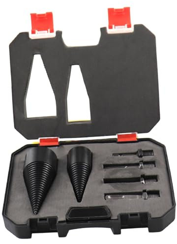 Milageto Set of 6 Firewood Log Splitter Drill Bit Attachment Detachable Screw Cones Wear Resistant