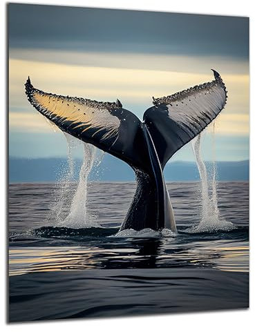 DARO Design - Wand-Bild 6mm HDF 70x50 cm Unterwasser Wal-Flosse Orca Hochformat - Wand-Deko Bilder Wohnzimmer