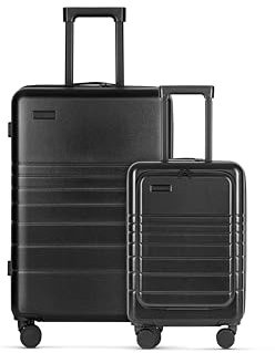 ETERNITIVE - Set de 2 Valise - Petit et Grand | Valise Voyage en ABS | Taille: 55 & 75,5 cm | Valise Rigide avec Serrure TSA | Valise a Roulette 360° | Bagage à Main 40L & L 96L | Couleur: Noir