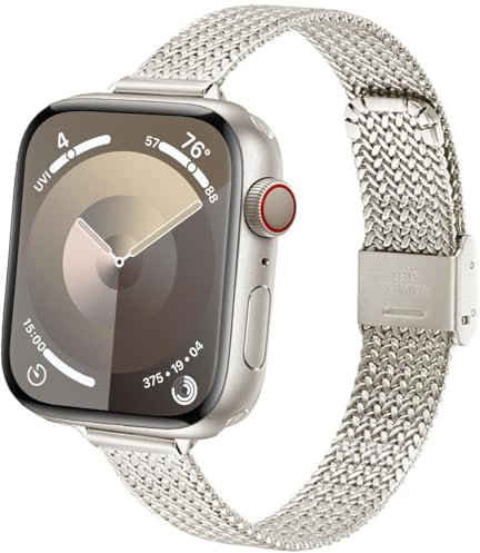 DEALELE Cinturino di ricambio compatibile con Apple Watch da 42 mm, 41 mm, 40 mm, 38 mm, sottile, in acciaio inossidabile, maglia metallica, per iWatch 10/9/8/7/6/5/4/3/SE, unisex, blu