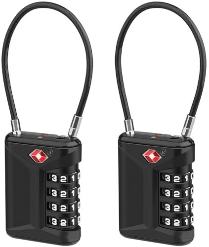 Diyife Candado Maleta Viaje, [Versión Mejorada] [2PCS] TSA Candados de Equipaje, Candado de Seguridad de 4 DíGitos, Candados de CombinacióN para Maletas, Viaje, Mochila, Equipaje, Taquilla (Negro)