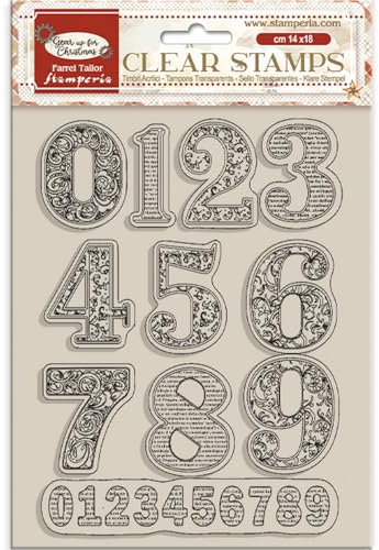 Stamperia - Acrylic Stamp for Scrapbooking, Albums, Cards, Bullet Journals and More, Transparent, Long Lasting, Easy to Clean, Perfect for Crafts and Gifting (Gear up for Christmas, Numbers)