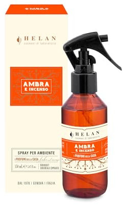 Helan Ambra e Incenso - Raumduft, Orientalische und pudrige Noten Raumspray Parfüm mit Bergamotte, Deodorant Geschenkideen und Raumdüfte, 150 ml - Made in Italy