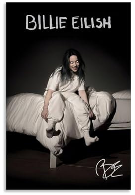 Xuseoua Billie Poster Eilish Musikalbum, Vintage-Cover, signiertes Musikposter für Zimmer, ästhetische Leinwand, Wandkunst, Schlafzimmerdekoration, 30 x 45 cm