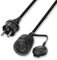 Verlängerung Kurz 90 Grad, 16A /250V Verlängerungskabel mit Flachstecker,IP44 Gummi-Kabel Schutzkontaktkupplung, für den Außen- oder Innenbereich, schwarz