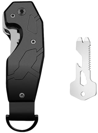 Hebterrka Organisateur de clés compact avec outils intégrés – Contient 1 à 6 clés, avec ouvre-bouteille, clé hexagonale et outil de coupe dentelé – Porte-clés minimaliste pour hommes et femmes