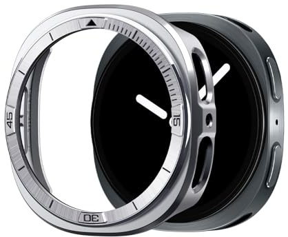 Spigen Bezel Tune Pro für Samsung Galaxy Watch 9/8 44mm | Edelstahl-Lünettenschutz mit robuster PC-Hülle für vollständigen 360°-Schutz, für Modelle 2026/2025 – Silber