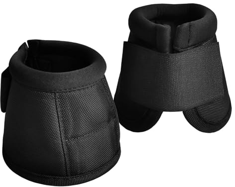 Gallopoff Hufglocken Pferd 2er Set – Stoßdämpfend & Scheuerfrei, Ballenschutz für Pferde aus Neopren, Weiche Schutzglocken mit Klettverschluss für Training & Weide Schwarz XL