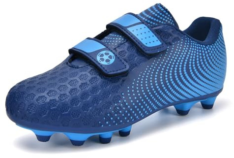 Botas de Futbol Niño Zapatillas de Futbol Zapatos de Futbol Profesional Entrenamiento Tacos Antideslizante Aire Libre Unisex Azul 33