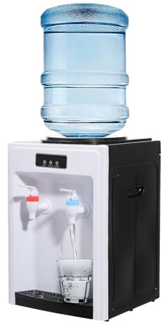 Dispensador de agua eléctrico con función caliente y fría, dispensador de agua caliente de 550 W con acero inoxidable 304, dispensador de agua potable compacto para botellas de 4,5 – 18,9 L, ideal