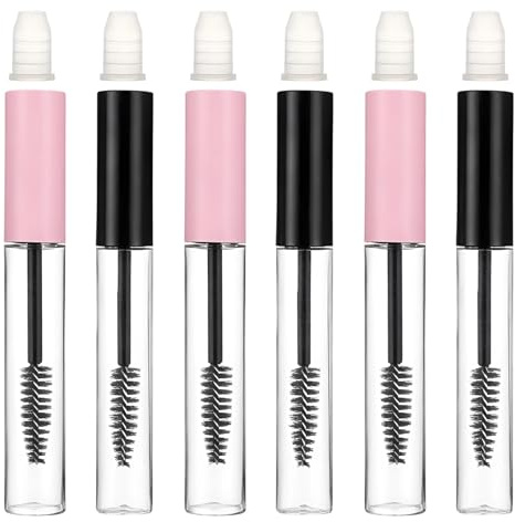 HJZHII 6 Stück Leere Mascara Flasche 10 ml Transparente Mascara Flasche | Nachfüllbare Wimpernbürste Behälterflasche mit Wimpern Zauberstab Kunststoff für Eyeliner Lash Serum Augenbrauen Gel