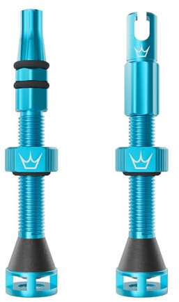Peaty's Holeshot Fast Flow Tubeless Ventil - Hochdurchfluss-Design mit Anti-Verstopfungsfunktion für Dichtmittel, Schnelle Reifenmontage, 7075-Aluminium, MTB-kompatible Fahrrad Ventile, 42mm Türkis