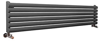 MILANO Anthracite Horizontal Single Oval Panel Radiator 354 x 1780mm