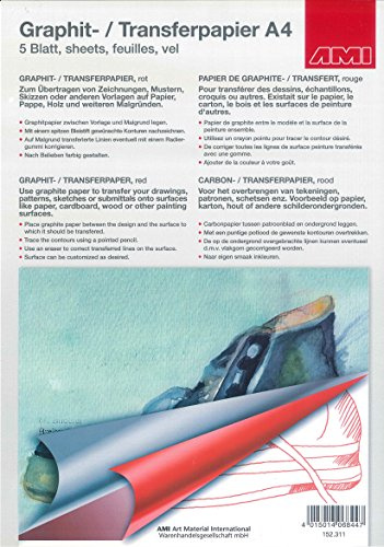 AMI Graphitpapier A4, 5Bg., rot