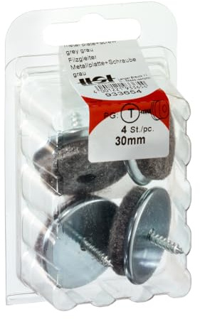 Filzgleiter Metallplatte+Schraube grau 22mm 20 St.