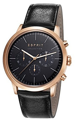 Esprit Herren Chronograph Quarz Uhr mit Leder Armband EL102191004
